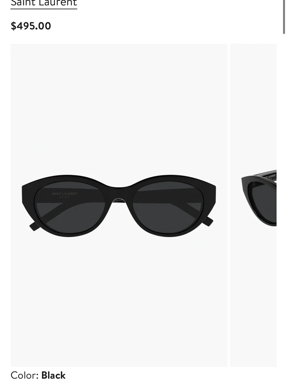 Saint Laurent Black Round Cat-Eye Sunglasses with Gold YSL Detail